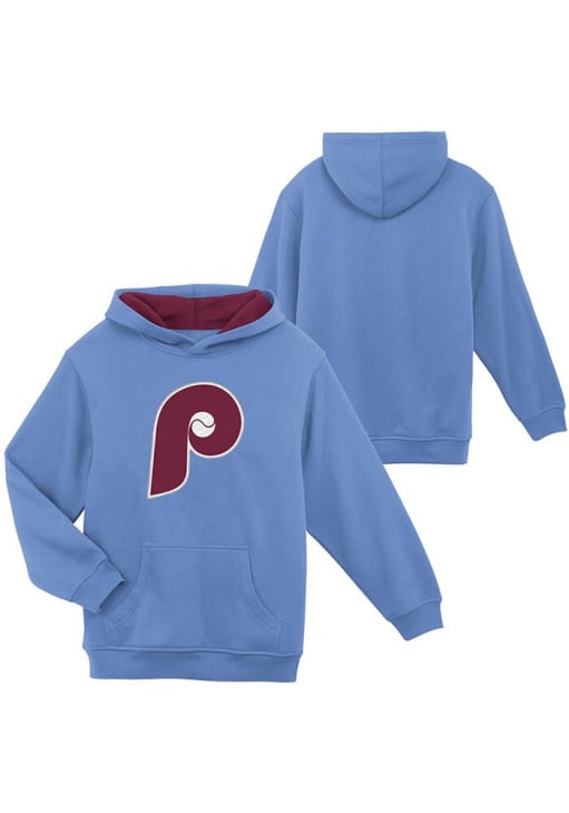 Philadelphia Phillies Boys Light Blue Coop Prime Long Sleeve Hooded Sweatshirt