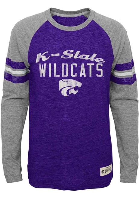 Youth Purple K-State Wildcats Pride Raglan Long Sleeve Fashion T-Shirt