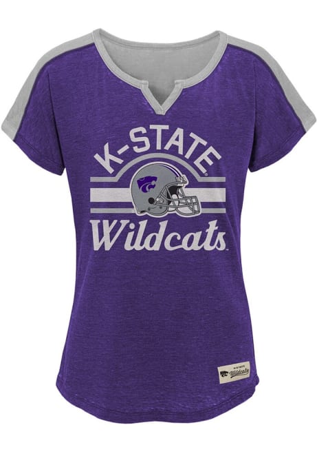 Girls Purple K-State Wildcats Tribute Short Sleeve Fashion T-Shirt