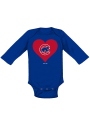 Chicago Cubs Baby Blue Heart LS One Piece