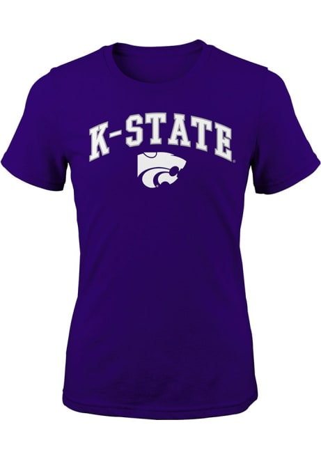 Girls Purple K-State Wildcats Arch Mascot Short Sleeve T-Shirt