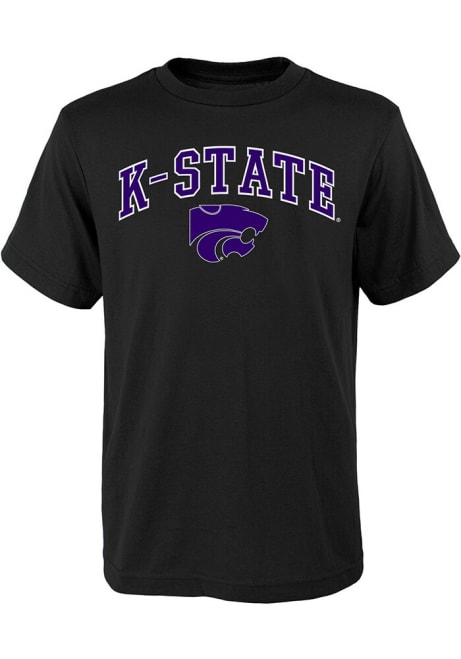 Youth Black K-State Wildcats Arch Mascot Short Sleeve T-Shirt