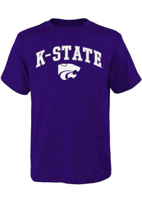Youth Purple K-State Wildcats Arch Mascot Short Sleeve T-Shirt
