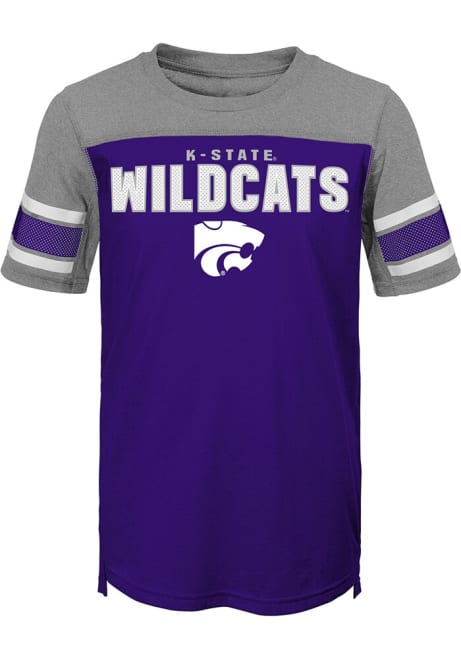 Youth Purple K-State Wildcats 50 Yard Dash Short Sleeve Fashion T-Shirt