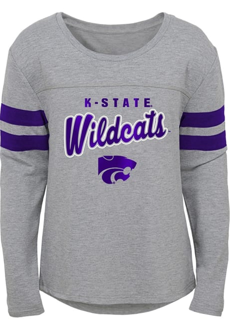 Girls Grey K-State Wildcats Field Armor Long Sleeve T-shirt