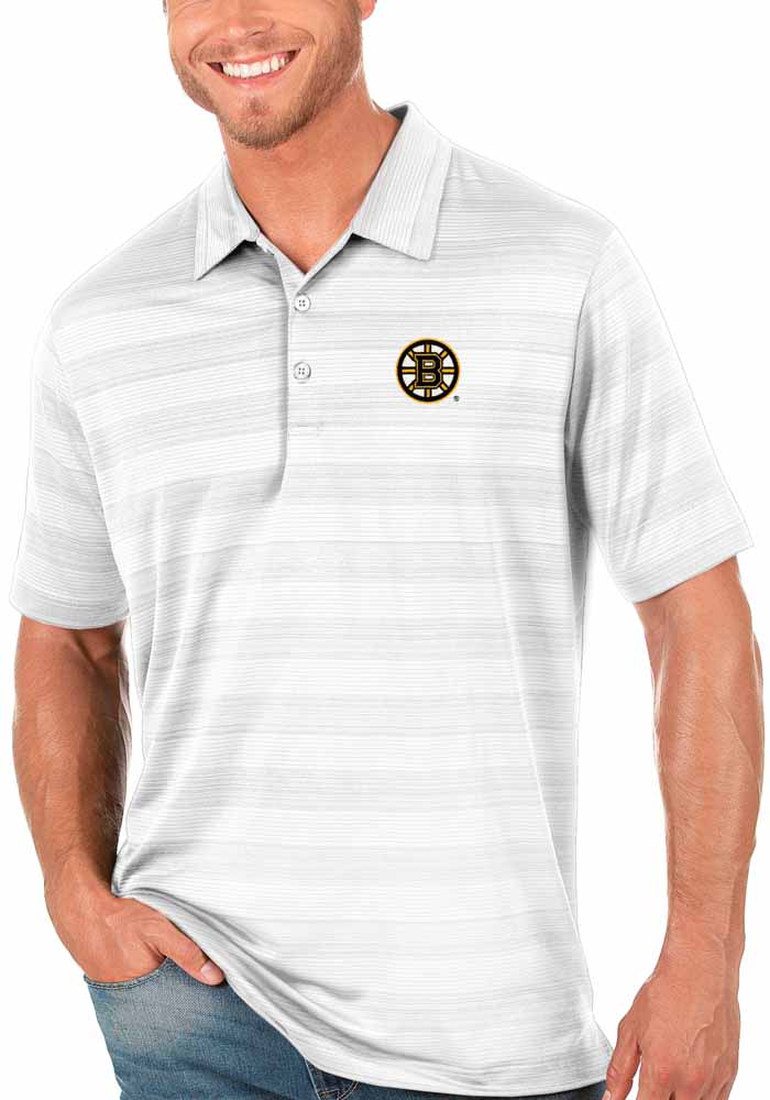 Antigua Boston Bruins Mens Compass WHITE Short Sleeve Polo