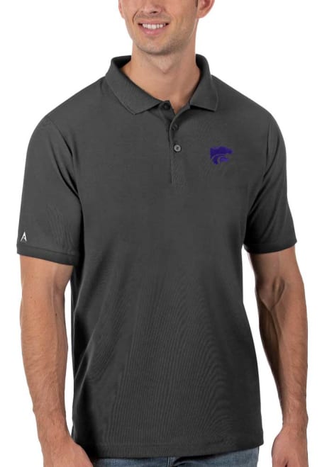 Mens K-State Wildcats Grey Antigua Legacy Pique Short Sleeve Polo Shirt