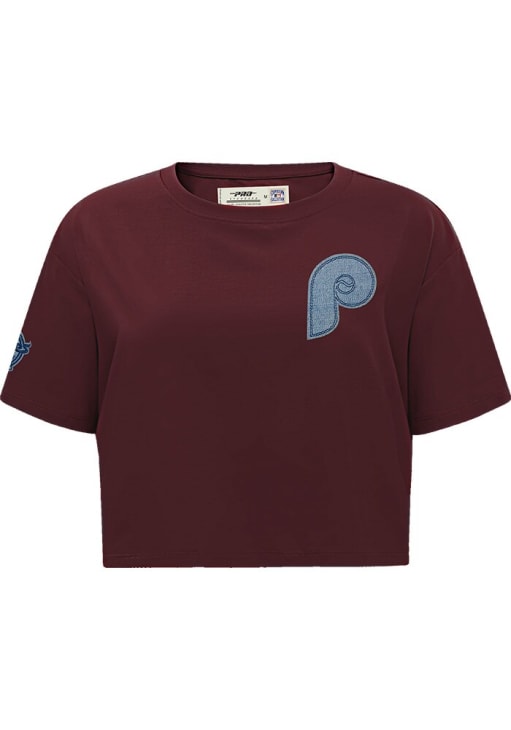 Pro Standard Philadelphia Phillies Womens Maroon Varsity Blues Short Sleeve T-Shirt