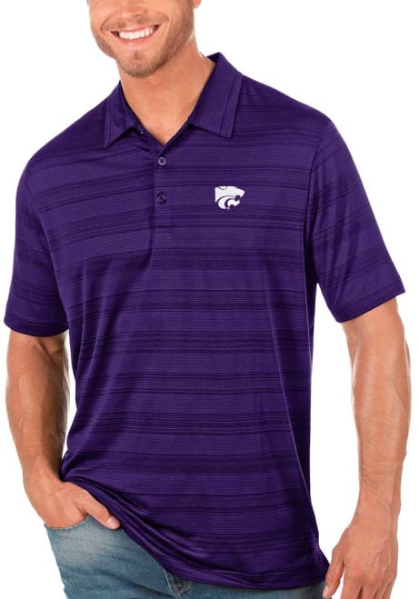 Mens K-State Wildcats Purple Antigua Compass Short Sleeve Polo Shirt