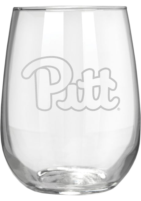 White Pitt Panthers 15oz Laser Etch Stemless Wine Glass