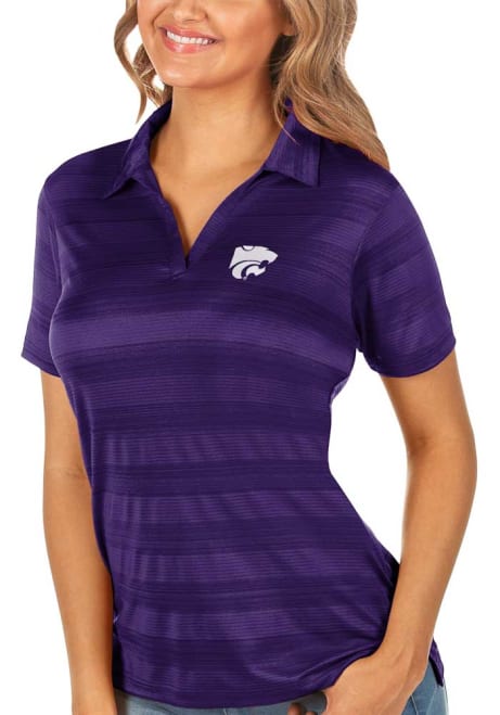 Womens K-State Wildcats Purple Antigua Compass Short Sleeve Polo Shirt