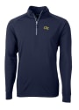 GA Tech Yellow Jackets Cutter and Buck Adapt Eco Knit Recycled 1/4 Zip Pullover - Navy Blue