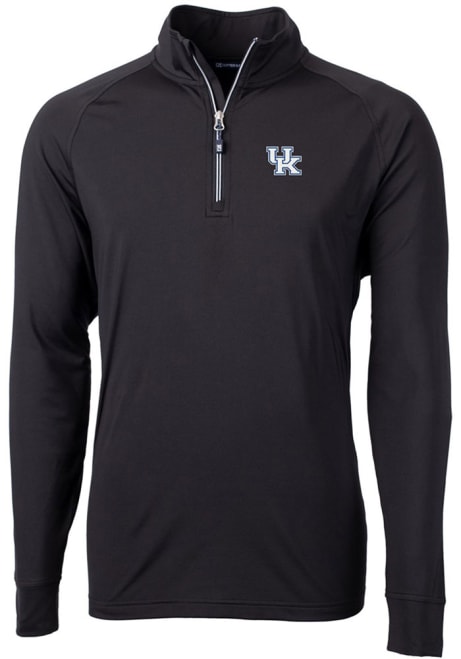 Mens Kentucky Wildcats Black Cutter and Buck Adapt Eco Knit Recycled 1/4 Zip Pullover