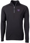 Main image for Mens Washington Huskies Black Cutter and Buck Adapt Eco Knit Recycled Qtr Zip