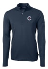 Main image for Cutter and Buck Chicago Cubs Mens Navy Blue City Connect Virtue Eco Pique Long Sleeve 1/4 Zip Pu..