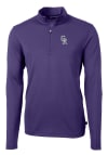 Main image for Cutter and Buck Colorado Rockies Mens Purple City Connect Virtue Eco Pique Long Sleeve 1/4 Zip P..
