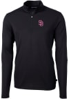Main image for Cutter and Buck San Diego Padres Mens Black City Connect Virtue Eco Pique Long Sleeve 1/4 Zip Pu..