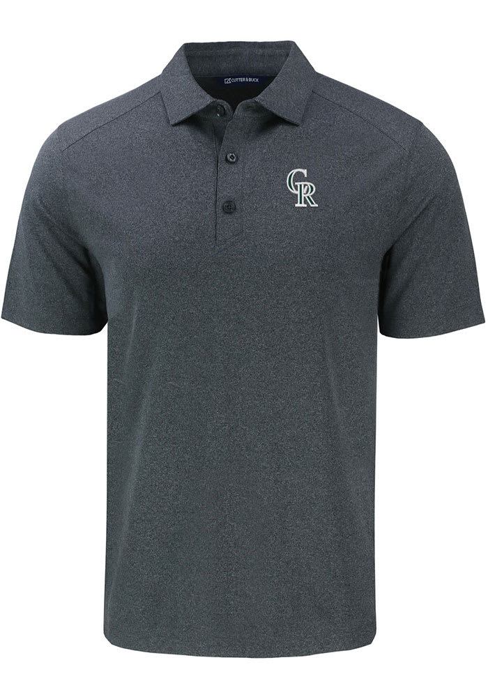 Cutter and Buck Colorado Rockies Mens City Connect Forge BLACK HEATHER Short Sleeve Polo