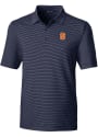 Syracuse Orange Cutter and Buck Forge Pencil Stripe Polos Shirt - Navy Blue