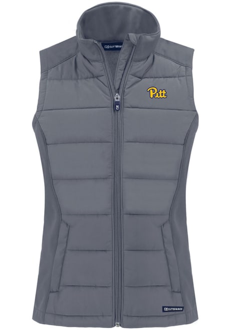 Womens Pitt Panthers Grey Cutter and Buck Evoke Vest