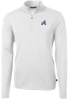 Main image for Cutter and Buck Atlanta Braves Mens White City Connect Virtue Eco Pique Long Sleeve 1/4 Zip Pull..