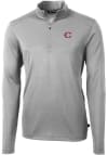 Main image for Cutter and Buck Cincinnati Reds Mens Grey City Connect Virtue Eco Pique Long Sleeve 1/4 Zip Pull..