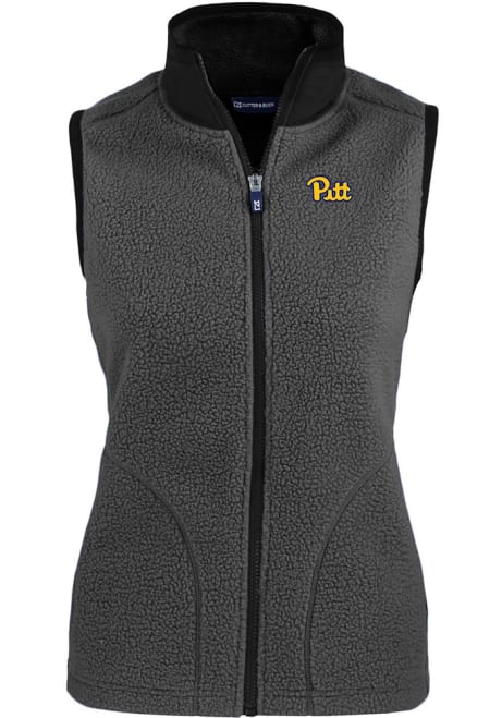 Womens Pitt Panthers Grey Cutter and Buck Cascade Sherpa Vest