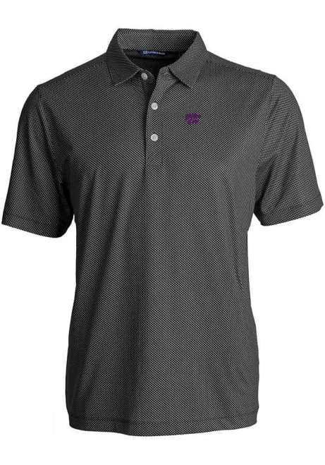 Mens K-State Wildcats Black Cutter and Buck Pike Symmetry Big and Tall Polos Shirt