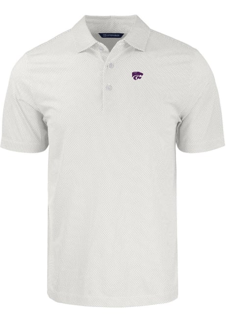 Mens K-State Wildcats White Cutter and Buck Pike Symmetry Big and Tall Polos Shirt