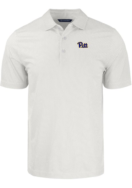 Pitt Panthers White Cutter and Buck Pike Symmetry Big and Tall Polo