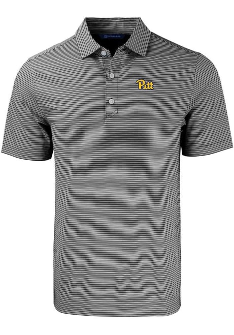 Pitt Panthers Black Cutter and Buck Forge Double Stripe Big and Tall Polo