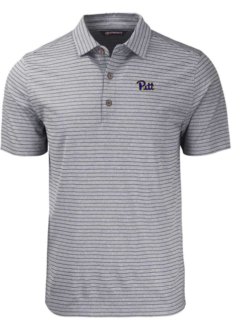 Pitt Panthers Black Cutter and Buck Forge Heather Stripe Big and Tall Polo