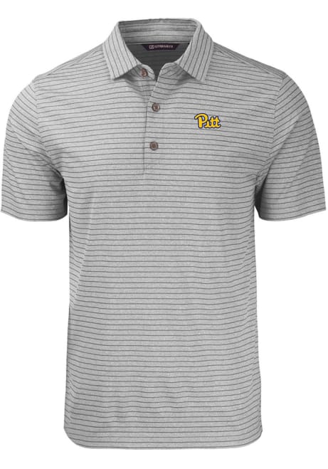 Pitt Panthers Grey Cutter and Buck Forge Heather Stripe Big and Tall Polo