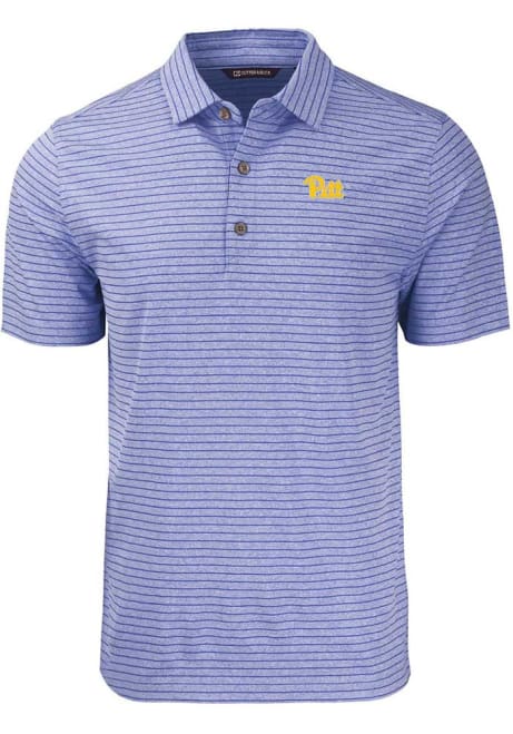 Pitt Panthers Blue Cutter and Buck Forge Heather Stripe Big and Tall Polo