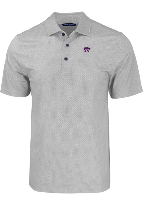 K-State Wildcats Grey Cutter and Buck Pike Eco Geo Print Big and Tall Polo
