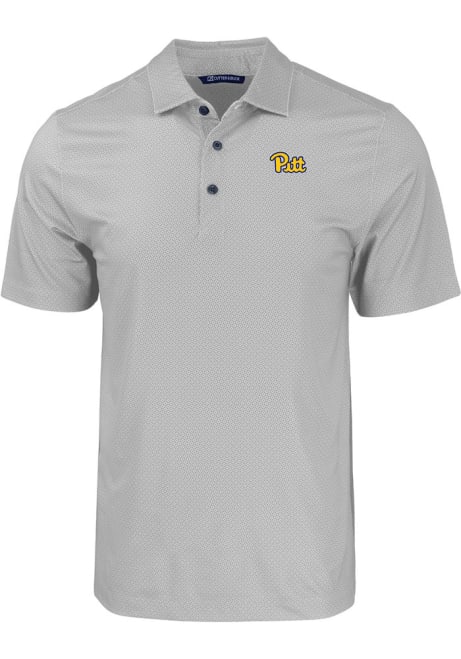 Pitt Panthers Grey Cutter and Buck Pike Eco Geo Print Big and Tall Polo