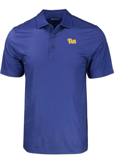 Pitt Panthers Blue Cutter and Buck Pike Eco Geo Print Big and Tall Polo