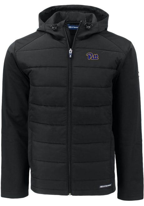Black Pitt Panthers Cutter and Buck Mens Evoke Hood Big and Tall Lined Jacket