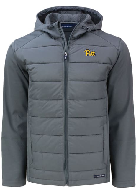 Grey Pitt Panthers Cutter and Buck Mens Evoke Hood Big and Tall Lined Jacket