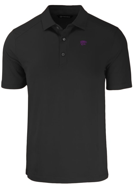 Mens K-State Wildcats Black Cutter and Buck Forge Recycled Short Sleeve Polo Shirt