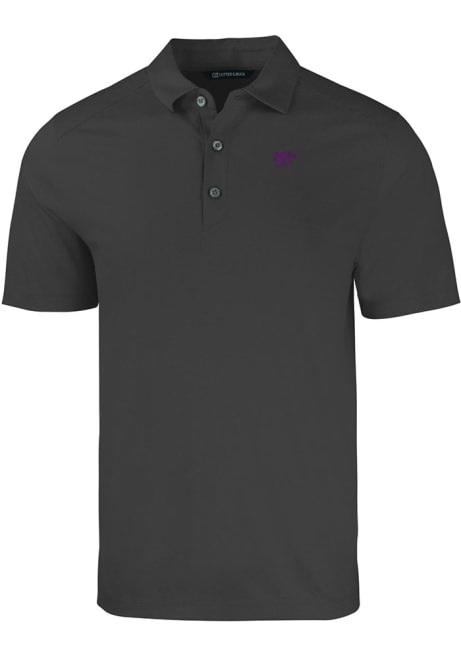 Mens K-State Wildcats Black Cutter and Buck Forge Short Sleeve Polo Shirt