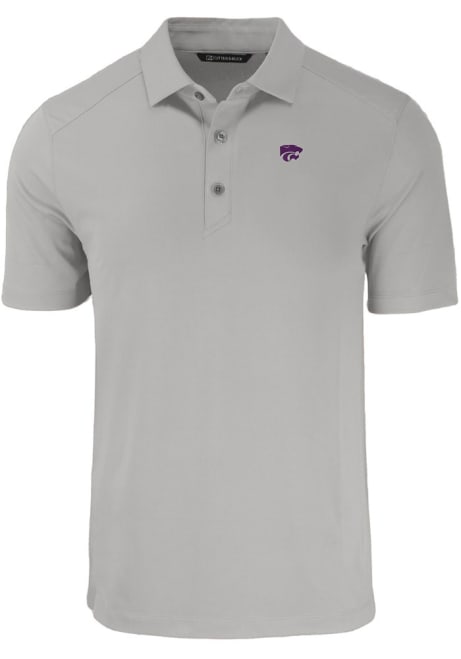 Mens K-State Wildcats Grey Cutter and Buck Forge Recycled Short Sleeve Polo Shirt