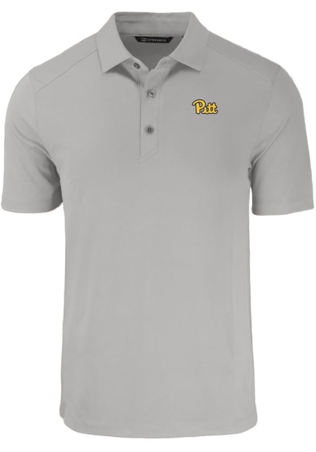 Mens Pitt Panthers Grey Cutter and Buck Forge Polished Short Sleeve Polo Shirt