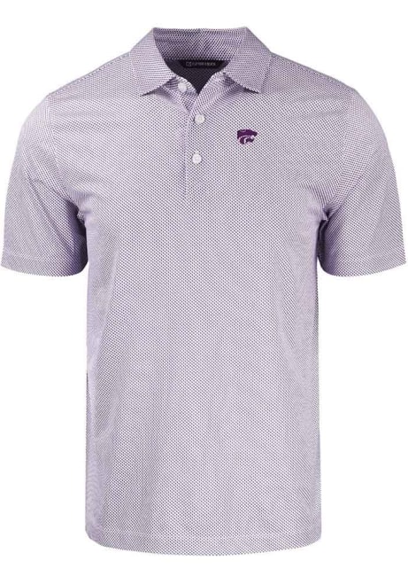 Mens K-State Wildcats White Cutter and Buck Pike Symmetry Power Cat Short Sleeve Polo Shirt