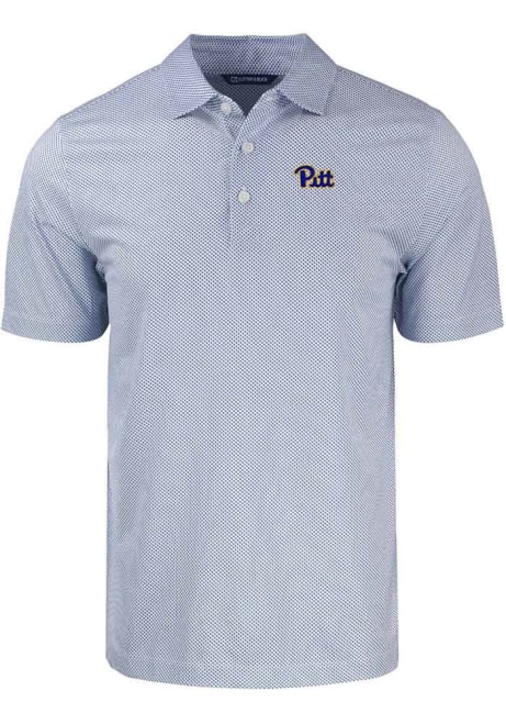 Mens Pitt Panthers Blue Cutter and Buck Pike Symmetry Short Sleeve Polo Shirt