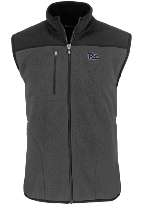 Mens Pitt Panthers Grey Cutter and Buck Cascade Sherpa Vest