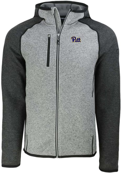 Mens Pitt Panthers Grey Cutter and Buck Mainsail Polished Heather Light Weight Jacket