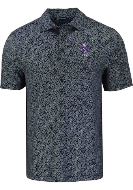 Mens K-State Wildcats Black Cutter and Buck Vintage Wabash Pike Pebble Short Sleeve Polo Shirt
