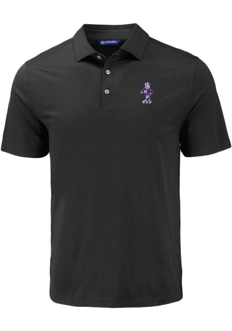 Mens K-State Wildcats Black Cutter and Buck Vintage Wabash Coastline Eco Short Sleeve Polo Shirt