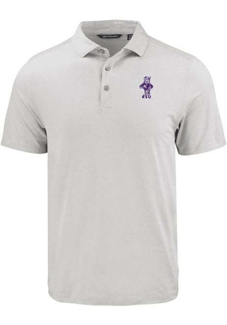 Mens K-State Wildcats Charcoal Cutter and Buck Vintage Wabash Coastline Eco Short Sleeve Polo Shirt